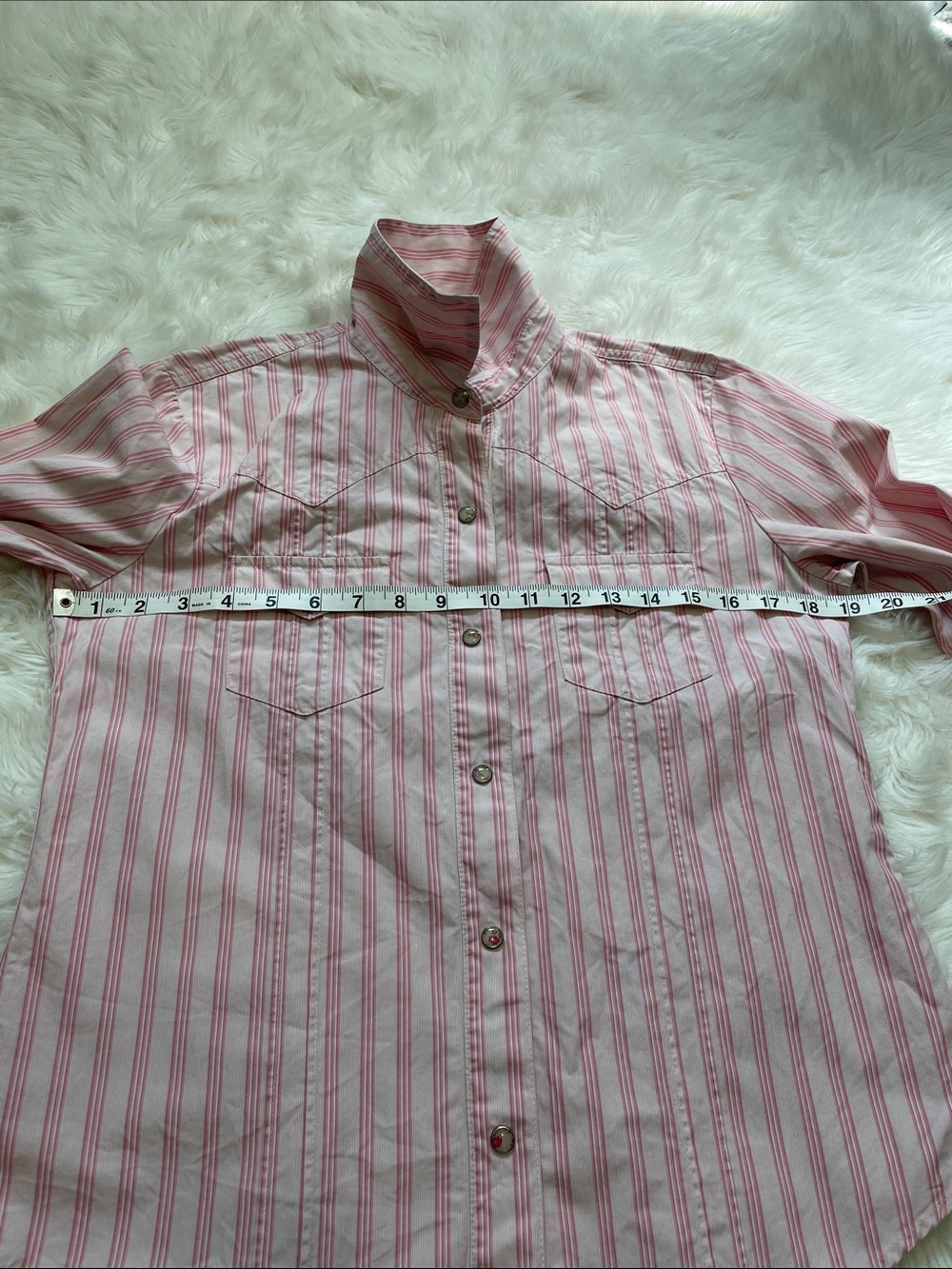 GAP Vintage Women's Western Pink Striped Button-Down (floral snaps) Shirt Medium - Picture 9 of 15